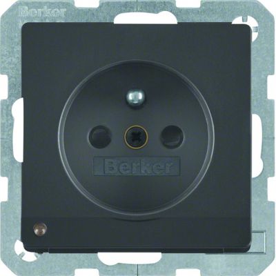 BERKER Q.x Gniazdo z uziemieniem i podświetleniem orientacyjnym LED, antracyt, aksamit lakierowana 6765106086 (6765106086)
