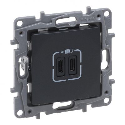 Niloe Selection - Gniazdo 2Xusb Typ C+C - 3A Antracyt 762295 LEGRAND (762295)