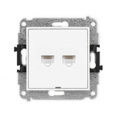 KARLIK ICON Gniazdo podwójne komputerowe 2xRJ45, kat. 5e, 8-stykowy, bez pola opisowego biały IGKBO-2 (IGKBO-2)