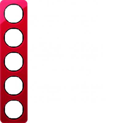 BERKER R.1 Ramka pięciokrotna akryl czerwony przezroczysty/czarny 10152344 HAGER (10152344)