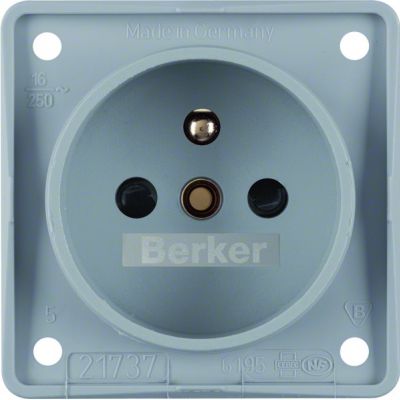 BERKER Integro Flow Gniazdo z uziemieniem z podwyższoną ochroną styków szary 961952506 HAGER (961952506)