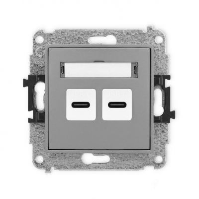 KARLIK MINI Gniazdo podwójne 2xUSB C-C szary mat 27MGUSB-8 (27MGUSB-8)
