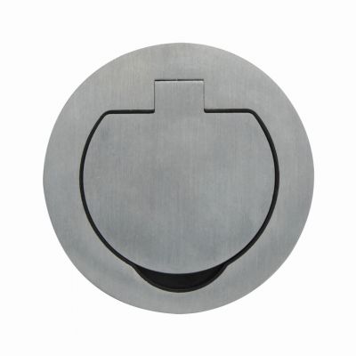 Hermetyczne gniazdo elektryczne okrągłe, IP55, kąt otwarcia 110st. szczotkowane aluminium (OR-GM-9030)