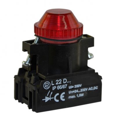 Lampka L22WD 24V-230V W3 czerwona (W0-LDU1-L22WD/W3 C)