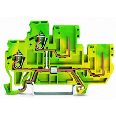 Złączka dwupiętrowa bazowa X-COM 2-przewodowa / 2-pinowa żółto-zielona 870-107 /50szt./ WAGO (870-107)