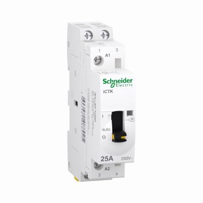 Stycznik modułowy z ręcznym sterowaniem Acti9 iCTK50r-25-20-230 25A 2NO 5060Hz 230/240 V AC bez moż A9C41225 SCHNEIDER (A9C41225)