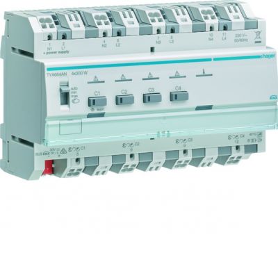 KNX system Ściemniacz uniwersalny 4-kan 4x300 W, wielofazowy, f. sumowania obc. TYA664AN HAGER (TYA664AN)