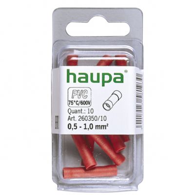 Złączka doczołowa izol. 0,5-1,0 mm PVC czerwona 260350/10 HAUPA (260350/10)