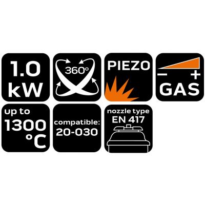 Palnik gazowy z piezo nakręcany 360st. z regulacją płomienia NEO TOOLS (20-028)
