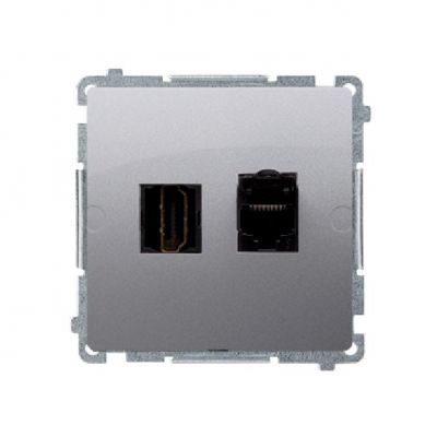 Simon Basic Gniazdo HDMI + RJ45 kat.6.  srebrny mat BMGHRJ45.01/43 (BMGHRJ45.01/43)
