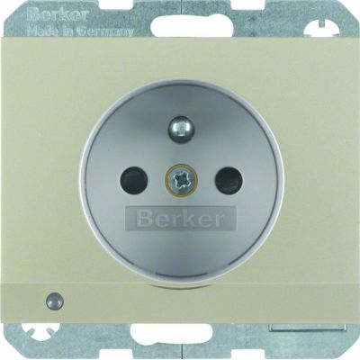 BERKER K.5 Gniazdo z uziemieniem i podświetleniem orientacyjnym LED, stal szl 6765107004 HAGER (6765107004)