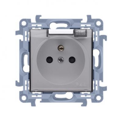 Simon 10 Gniazdo wtyczkowe z uziemieniem do wersji IP44 z uszczelką z przesłonami torów prąd. - klapka transparetna 16A 250V zac. śrub. biały CGZ1BZ.01/11A KONTAKT (CGZ1BZ.01/11A)