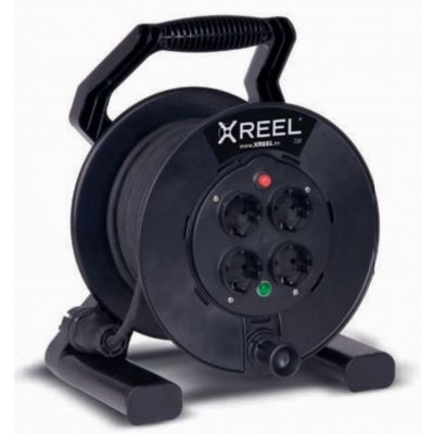 PRZEDŁUŻACZ ZWIJANY JEDNOFAZOWY TYP „XREEL” - WYJŚCIE 4xGS Z TER. 30 mb H03VV-F 3x1,5 (OMY) wtyczka zalewana 16A IP20  IP20 PCE (92506T48163)