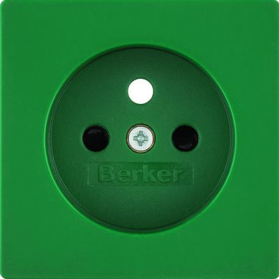 BERKER Q.x Płytka czołowa z przysłonami styków do gniazda z uziemieniem do obwodów specjalnych zielony, aksamit 3965766013 HAGER (3965766013)