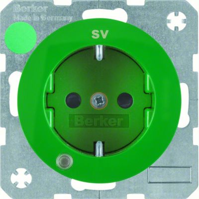 BERKER R.1/R.3 Gniazdo SCHUKO z diodą kontrolną LED zielony 41102003 HAGER (41102003)