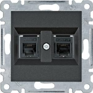 lumina Gniazdo telefoniczne podwójne RJ11, czarny (WL2023)