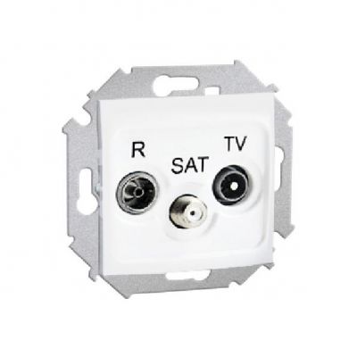 Simon 15 Gniazdo antenowe R-TV-SAT przelotowe biały  produkt wycofany 1591467-030 KONTAKT (1591467-030)