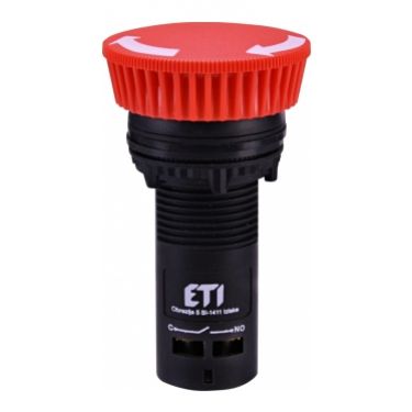 Przycisk kompaktowy z guzikiem-grzybek, odryglowywany przez obrót, 1NO, czerwony ECM-T10-R 004771482 ETI (004771482)