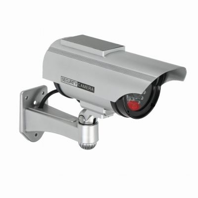 Atrapa kamery monitorującej CCTV, bateryjna, srebrna , z panelem solarnym (CD-2/G)