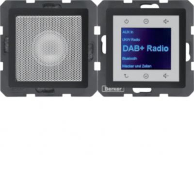 Q.x Radio Touch DAB+ Bluetooth z głośnikiem antracyt aksamit HAGER (30806086)