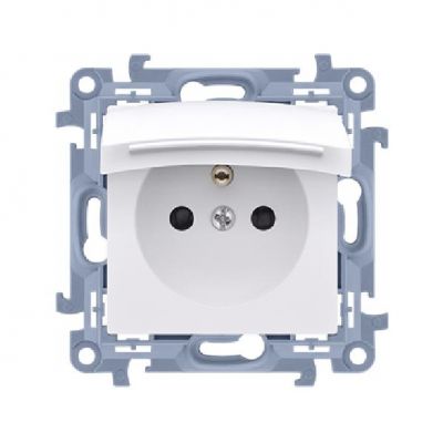 Simon 10 Gniazdo wtyczkowe z uziemieniem do wersji IP44 z uszczelką - klapka w kolorze pokrywy 16A 250V zaciski śrubowe biały CGZ1B.01/11 KONTAKT (CGZ1B.01/11)