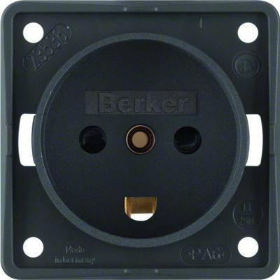 BERKER Integro Flow Gniazdo z uziemieniem Dania z podwyższoną ochroną styków antracyt 962722505 (962722505)