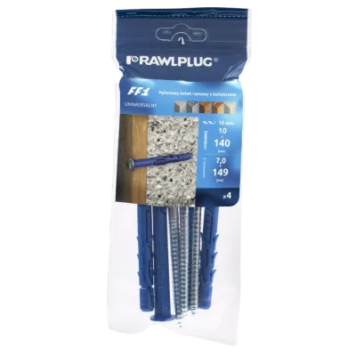 Kołek ramowy z kołnierzem R-FF1 10x140mm z wkrętem z łbem sześciokątnym i TORX 4szt. RAWLPLUG (R-S3-FF1N10K140/4)