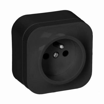 Gniazdo pojedyncze natynkowe ToDo 2P+Z IP20, czarny, 10 szt. (OR-OE-7205/B/10)