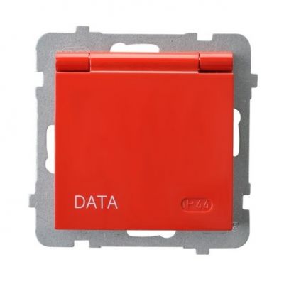 AS Gniazdo bryzgoszczelne z uziemieniem DATA IP-44 wieczko w kolorze wyrobu - kolor czerwony GPH-1GZD/m/00/w OSPEL (GPH-1GZD/m/00/w)