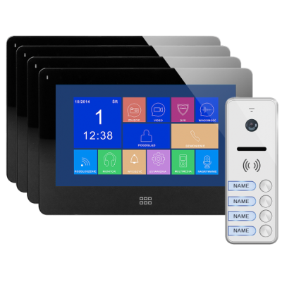 Zestaw wideodomofonowy 4-rodzinny, bezsłuchawkowy kolor, LCD 7 cal dotykowy, menu OSD, pamięć, gniazdo ORNO (OR-VID-EX-1066/B)