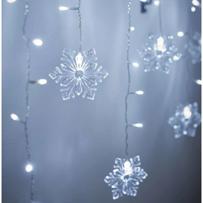 Dekoracje - 60 LED sople śnieżynki 135x50 cm zimna biel, IP20 (DCGW13)