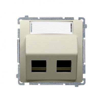 Simon Basic Pokrywa gniazd teleinformatycznych na wkłady RJ typu: Panduit skośna podwójna z polem opisowym. Montaż do puszki na wkręty beż BMGPS2P.02/12 KONTAKT (BMGPS2P.02/12)