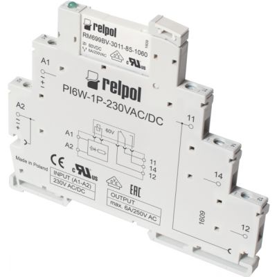 RELPOL Przekaźnik Interfejsowy PIR6W-1P-230VAC/DC (SZARE) (CE) 858609 (858609)