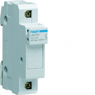 HAGER Modułowa podstawa bezpiecznikowa do systemów PV 1P 10x38mm 32A 1000VDC L501PV (L501PV)