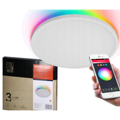 Plafon okrągły z taśmą RGB sterowany aplikacją LED 36W zmienna barwa ADVITI (AD-PL-6515WLZM/CCT)