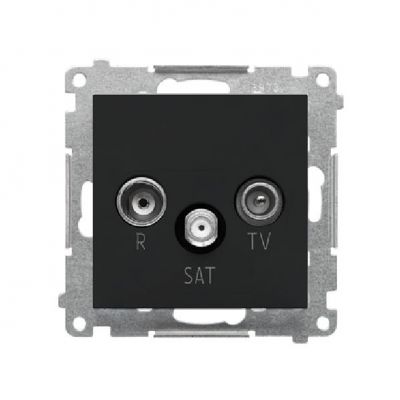 Simon 55 Gniazdo antenowe R-TV-SAT przelotowe 7dB 1x Wejście: 5 MHz÷2,4 GHz Czarny mat TASP.01/149 (TASP.01/149)