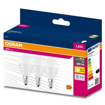 Żarówka LED /3szt./ Kulka E14 7W=60W 806lm 2700K ciepła biel OSRAM (4058075476264)