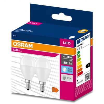 Żarówka LED /2szt./ Kulka E14 6,5W=60W 806lm 4000K neutralna biel OSRAM (4058075479296)