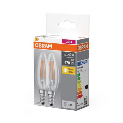 Żarówka LED x2 B35 Świeczka dwupak E14 4W=40W 470lm 2700K ciepła biel OSRAM (4099854090226)