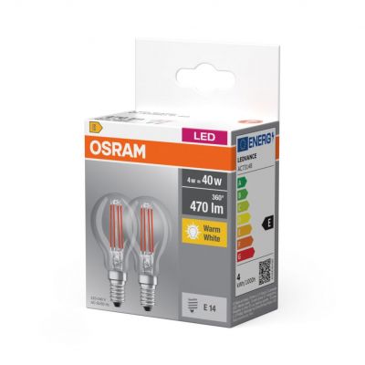 Żarówka LED /2szt./ Kulka E14 4W=40W 470lm 2700K ciepła biel filament OSRAM (4058075803954)