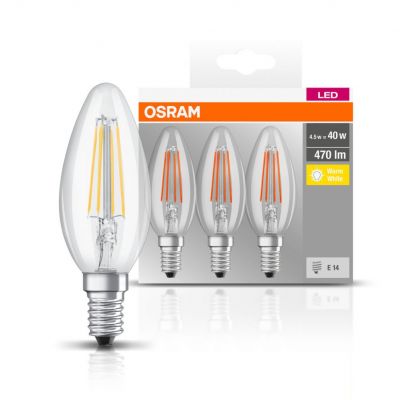 Żarówka LED 3szt. Świeczka E14 4W=40W 470lm 2700K ciepła biel 300st BASE OSRAM (4058075819313)