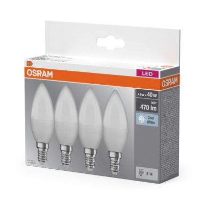 Żarówka LED /4szt./ Świeczka E14 4,9W=40W 4000K nautralna biel 180st OSRAM (4058075819610)