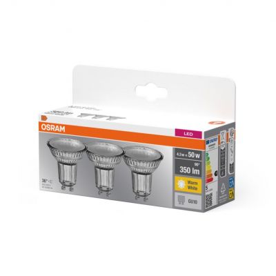 Żarówka LED 3szt. reflektor GU10 4,3W=50W 350lm ciepła biel 36st OSRAM (4058075818392)