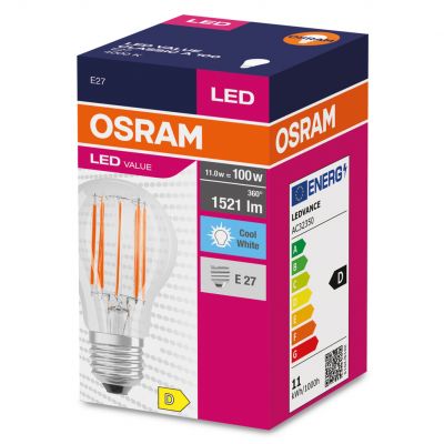 Żarówka LED E27 11W/840 E27 VALUE CL A FIL 100 non-dim 11W/840 4058075439597 LEDVANCE (4058075439597)