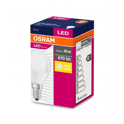 Żarówka LED E14 5/40W 470lm 200° 2700K ciepła biel VALUE OSRAM (4058075147898)