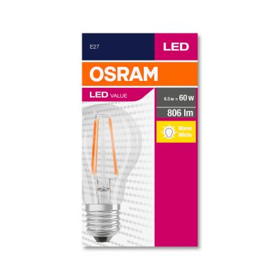 Żarówka LED E27 7W VALUE FILAMENT 7W/827 CLA60 806lm (odpowiednik 60W) 4058075819658 LEDVANCE (4058075819658)