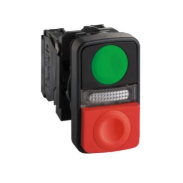Harmony XB5 Przycisk podwójny zielony/czerwony LED 240v XB5AW73731M5 SCHNEIDER (XB5AW73731M5)
