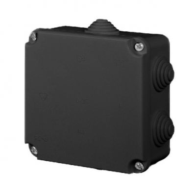 PK-2 puszka natynkowa 108x108x58 6 dławic IP 55 - kolor czarny (0222-09)