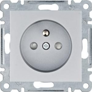 lumina Gniazdo z uziemieniem i przesłoną styków srebrny WL1042 HAGER (WL1042)