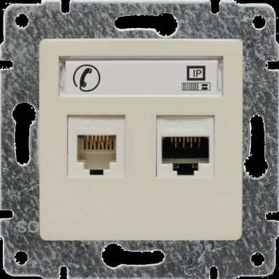 VENA ; Gniazdo telefoniczno-komputerowe, bez ramki KREM (510369)